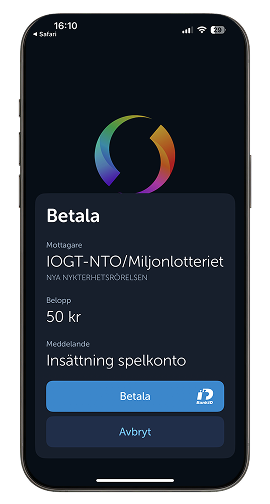 Mobil som visar insättning med Swish
