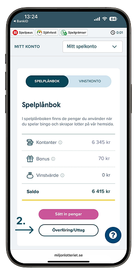 Steg 2. Klicka på överföring/uttag