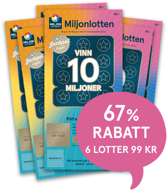 lotter 67% 6 lotter 99 kr intropris