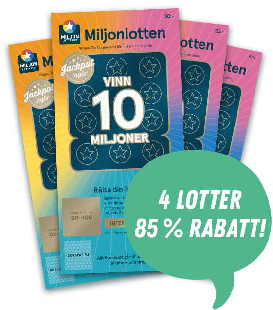 Miljonlotten Miljonlotteriet Lotter Intropris Vinn 10 miljoner 85%