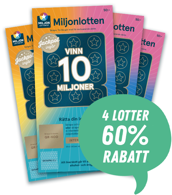 4 lotter rabatt miljonlotten 60%