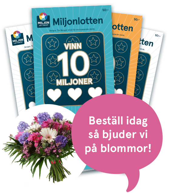 Beställ Miljonlotten och få blomsterkort rån Euroflorist i premie