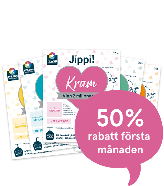 Jippilotter 50% rabatt första månaden