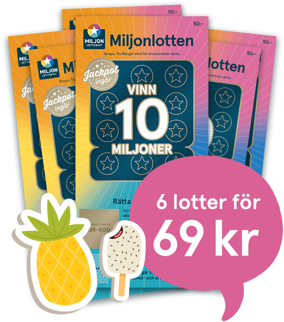 Ananas glass lotter erbjudande lottpaket 6 lotter 69 kr 