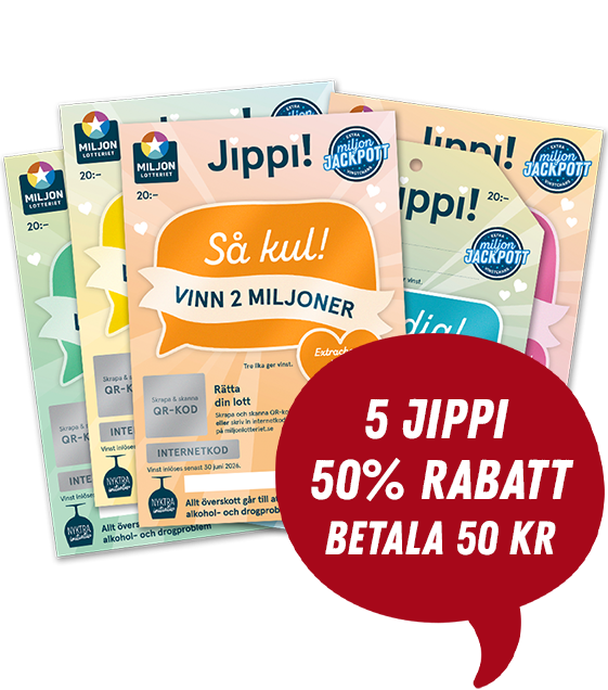 5 Jippi 50% rabatt, betala 50 kr