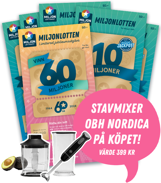 Miljonlotter Miljonlotteriet Lotter Vinn Chans 60 miljoner 10 miljoner Skrapa vinn