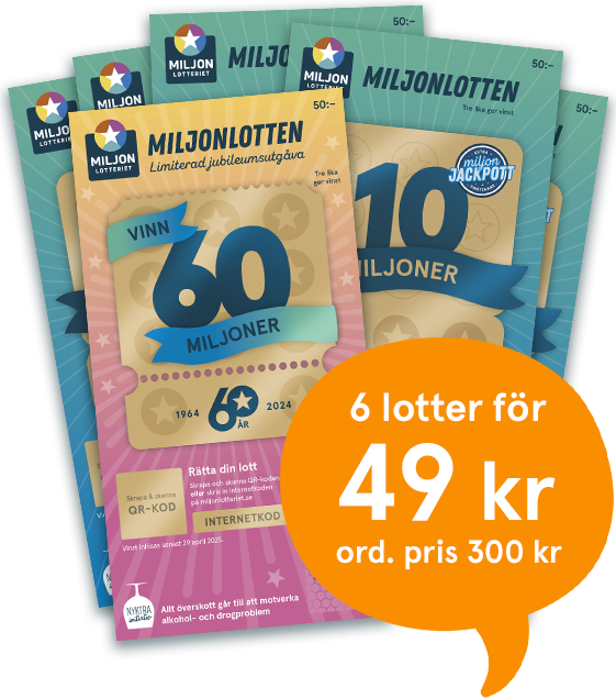 Erbjudande Miljonlotteriet 60 miljoner 10 miljoner Skrapa Vinn Dröm