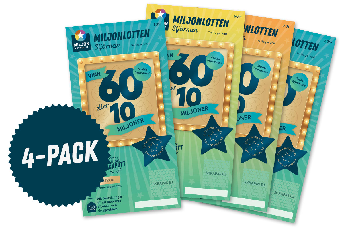 miljonlotten stjärnan 4pack stycklott