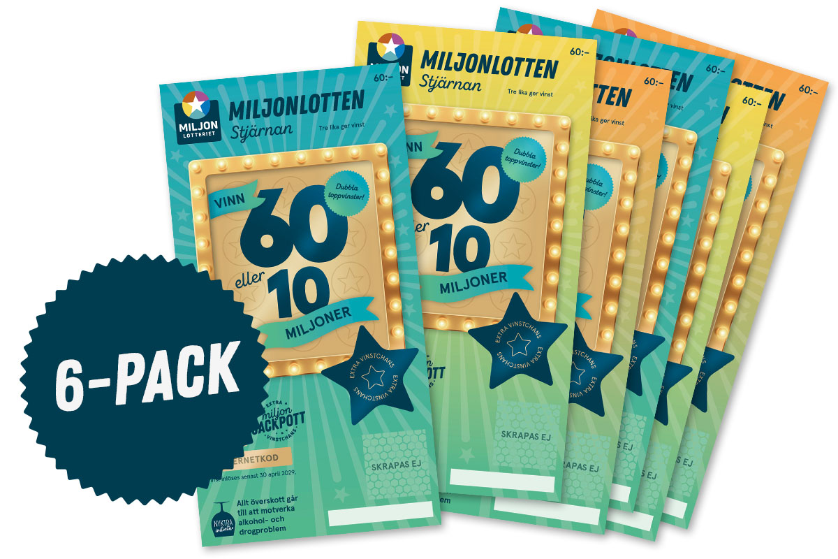 miljonlotten stjärnan 6pack stycklott