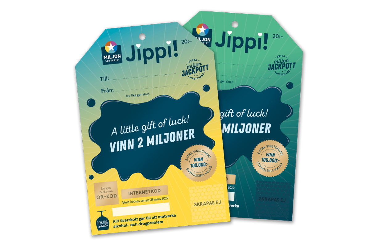 Hos Miljonlotteriet kan du vinna ett 5-pack Jippi-lotter