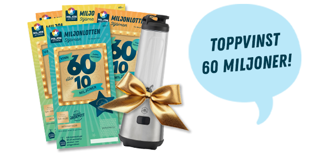 miljonlotteriet 6 lotter för 199 kr, blender på köpet 