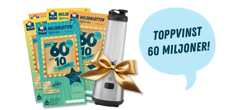 miljonlotteriet 6 lotter för 199 kr, blender på köpet 