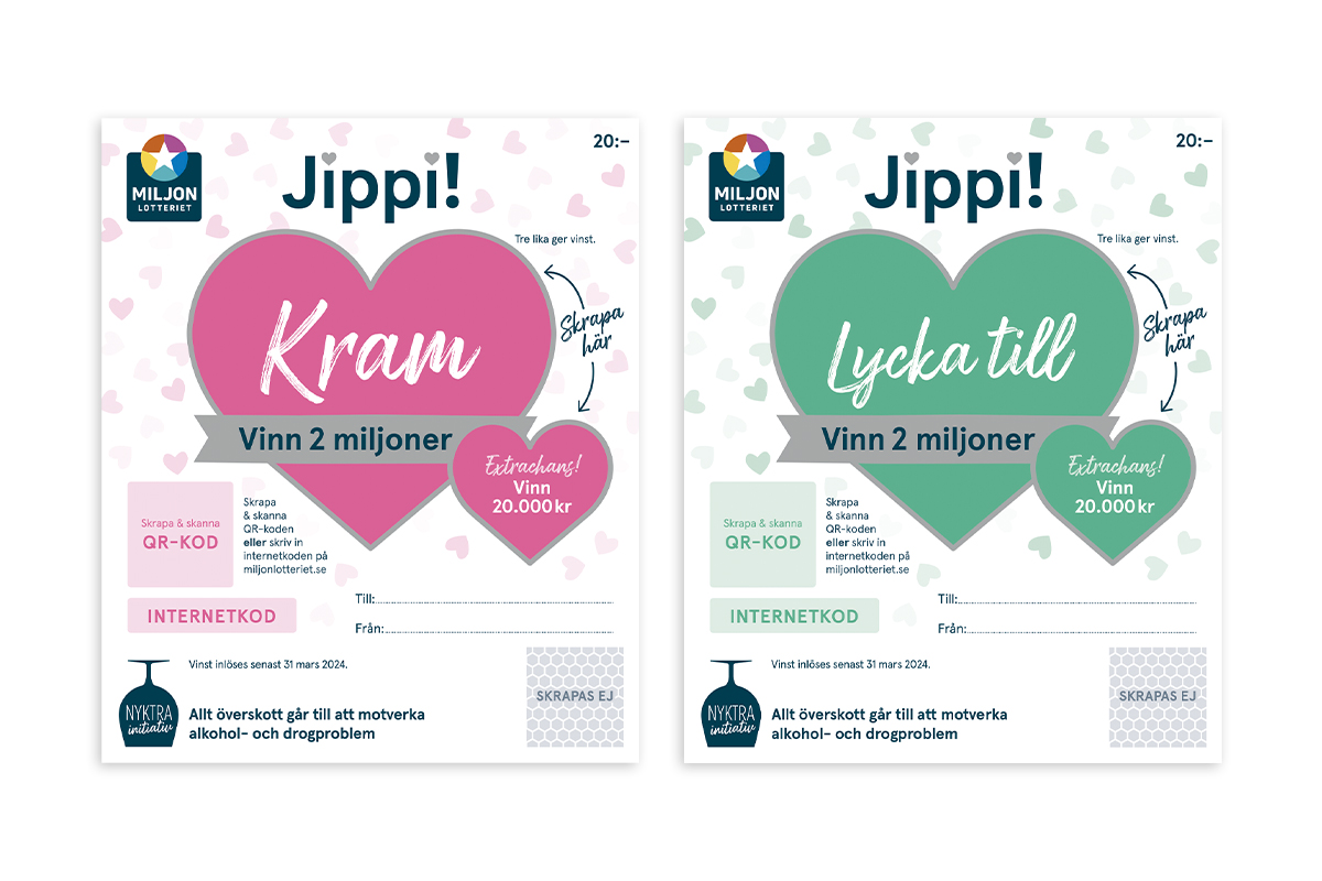 Hos Miljonlotteriet kan du vinna ett stort gåvopaket med Jippilotter, blomsterkort från Euroflorist, kaffe och te