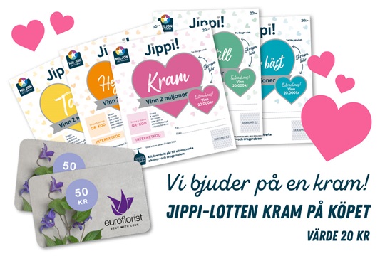 Jippilotter och Euroflorist blomsterkort