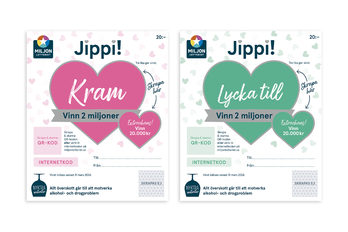 Jippi-lotter kram och lycka till
