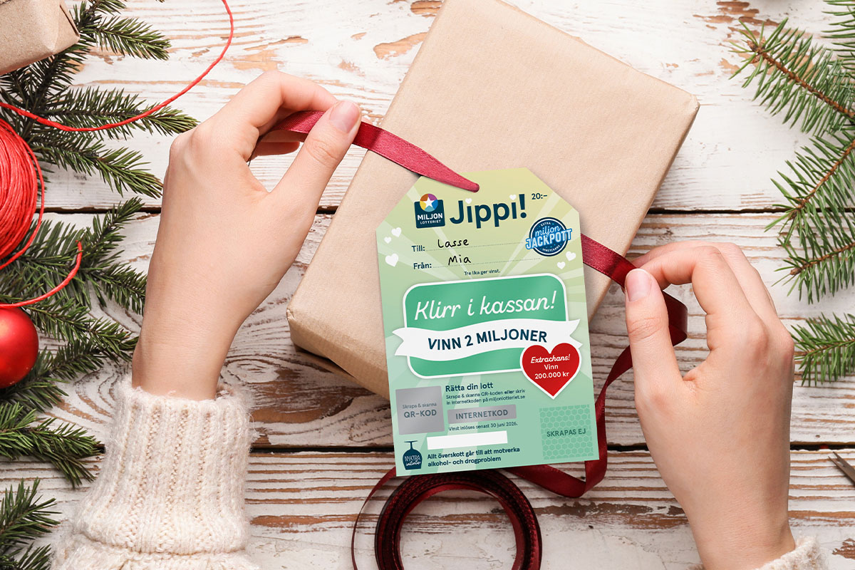 Hos Miljonlotteriet kan du vinna ett paket med 10 Jippi-etiketter