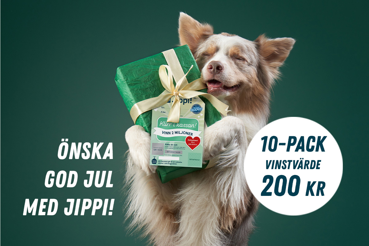 Hos Miljonlotteriet kan du vinna ett paket med 10 Jippi-etiketter
